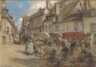 Léon Augustin Lhermitte - Le Marché Dans Le Vieux Bourges