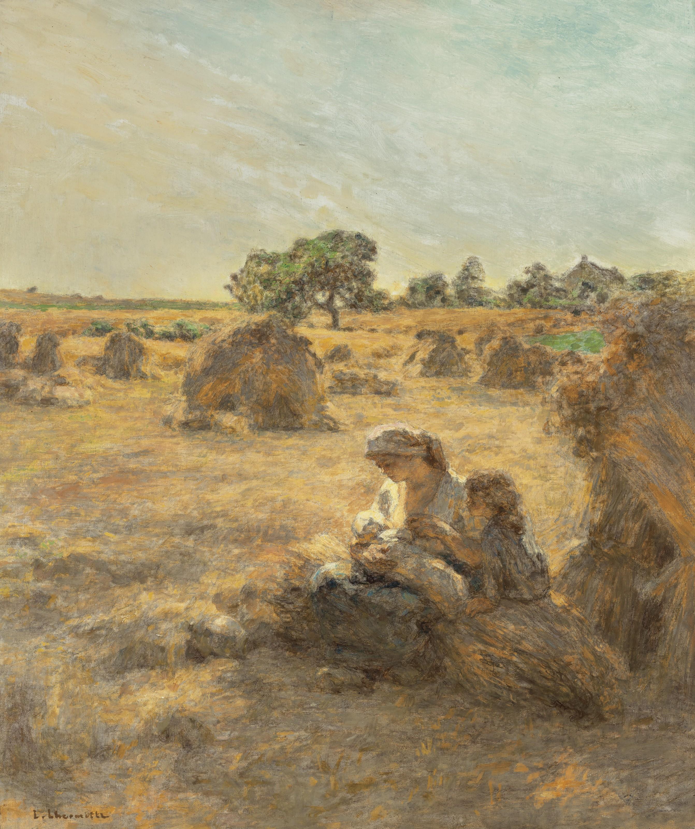 Léon Augustin Lhermitte - Moisson, mère allaitant, trois figures