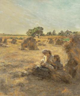 Léon Augustin Lhermitte - Moisson, mère allaitant, trois figures