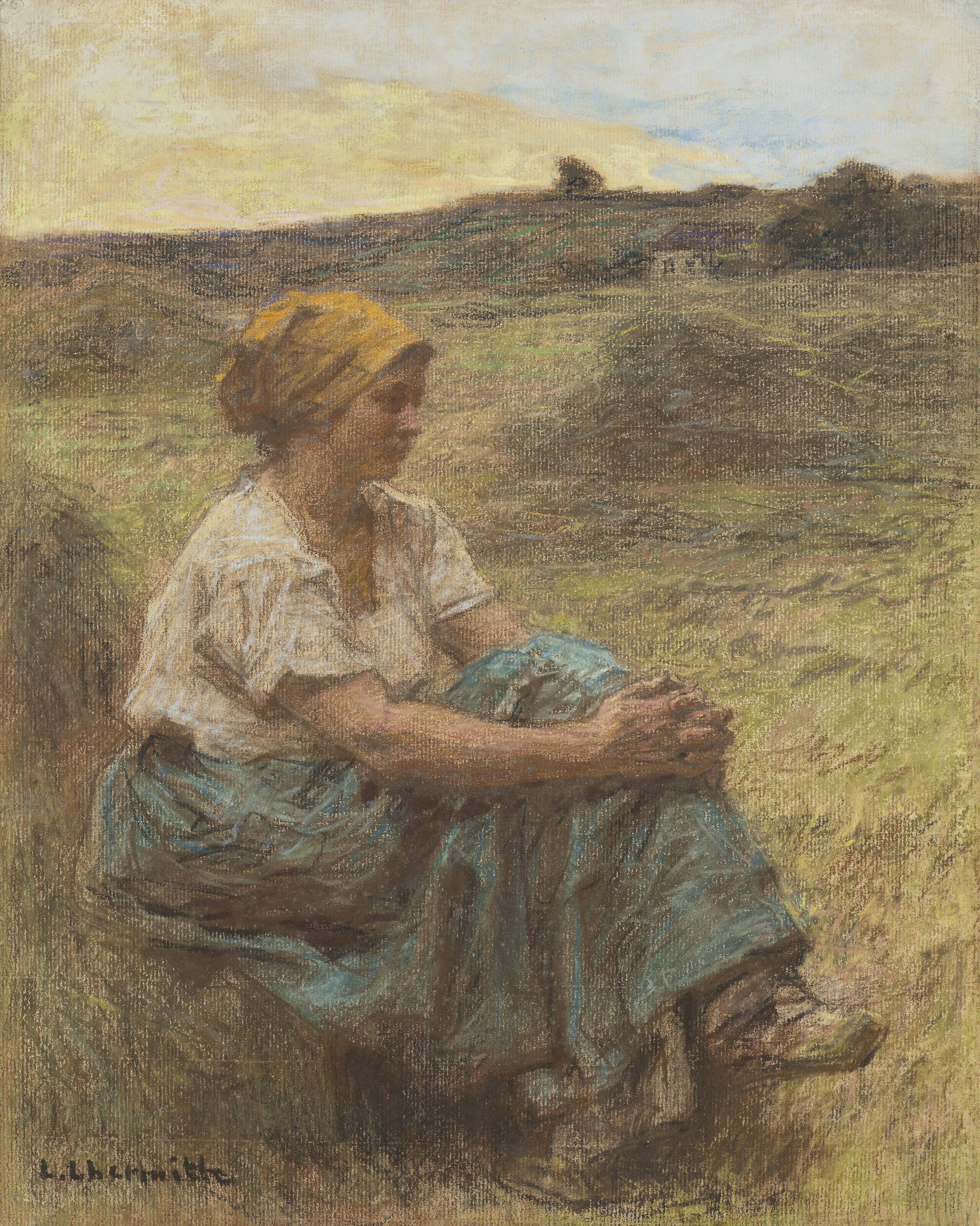 Léon Augustin Lhermitte - Moissonneuse le soir à Mont-Saint-Père