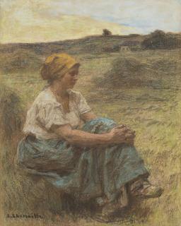 Léon Augustin Lhermitte - Moissonneuse le soir à Mont-Saint-Père