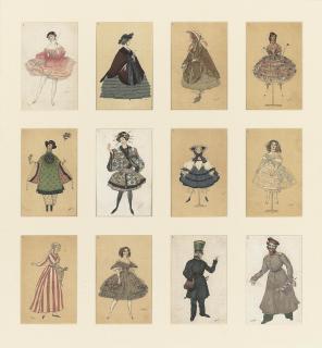 Léon Bakst - A series of twelve postcards published by the St Evgenii Society depicting costume designs from La Fée des Poupées