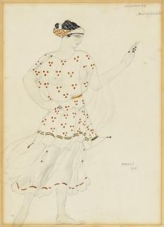 Léon Bakst - Costume designs for \'Salomé\': Herod\'s 5th guest; and \'Cléopâtre\': Bacchante