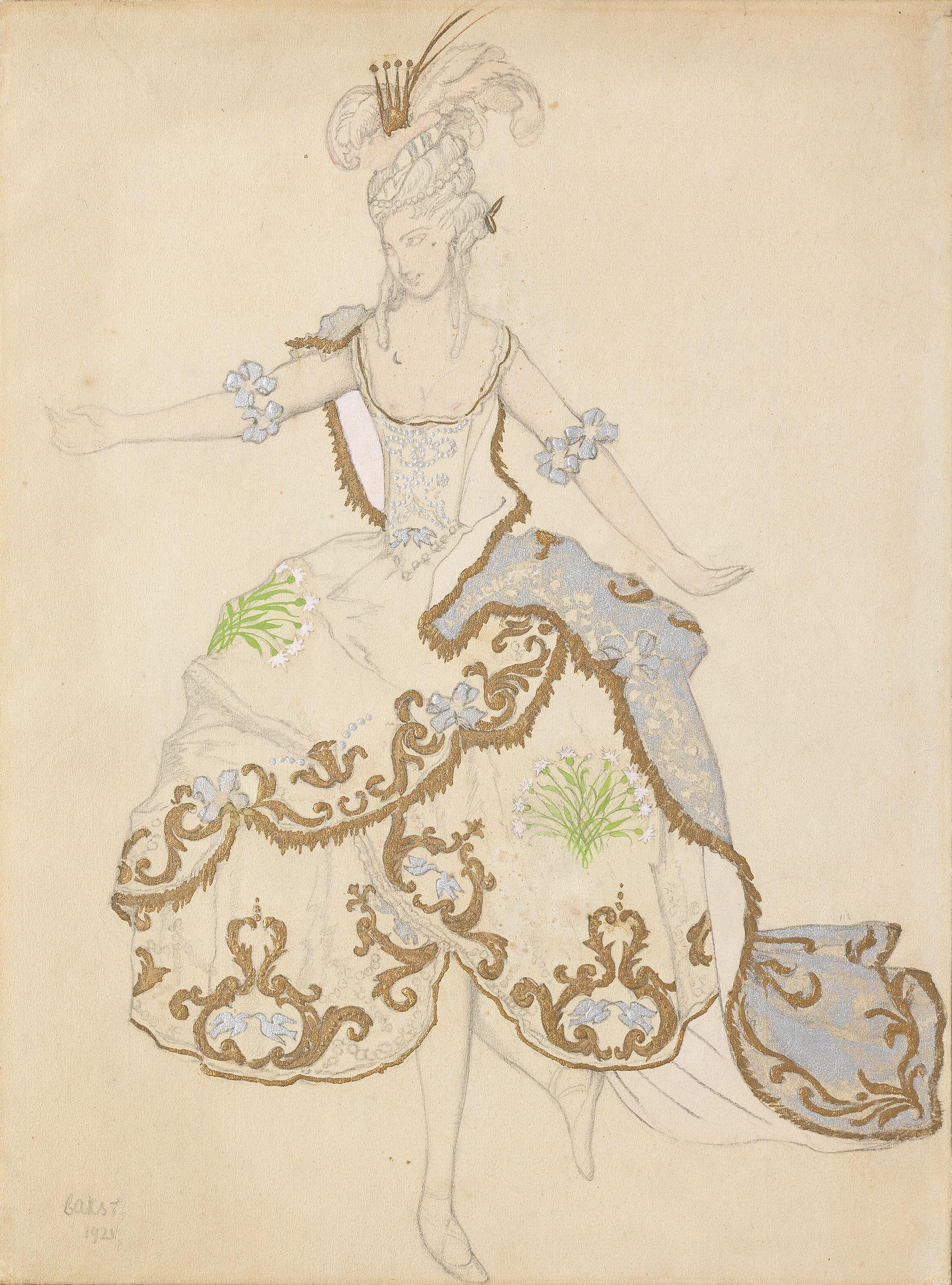 Leon Bakst - Study for \'The Fairy Carnation\' from The Sleeping Princess, 1921 unframed