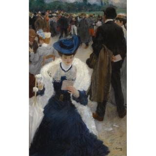 Léon Carré - French une Elegante Aux Courses