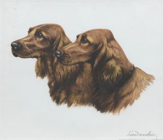 Léon Danchin - A pair of Irish Setters