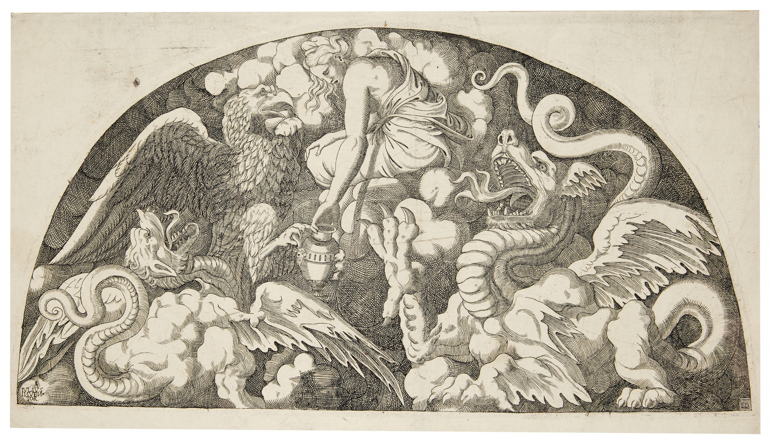 Léon Davent - Jupiter\'s Eagle bringing the Water of the Styx to Psyche