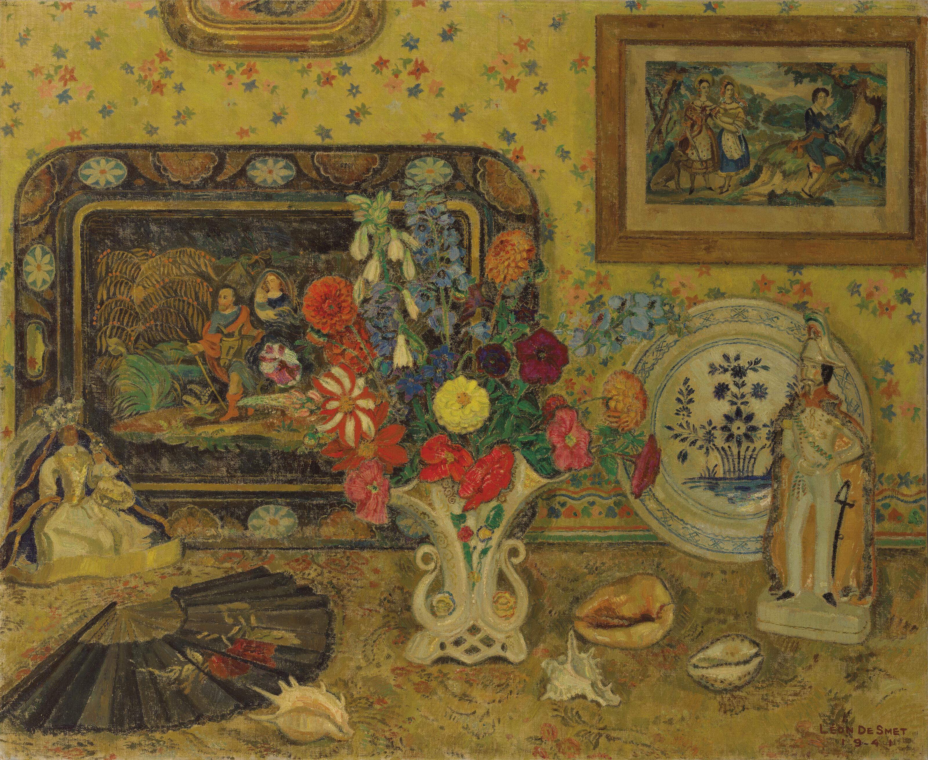 Léon De Smet - Fleurs et coquillages (recto); Nu (verso)