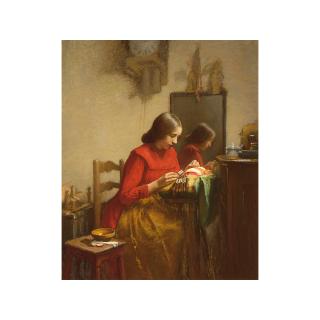 Léon Delachaux - An Interior With A Girl Making Lace