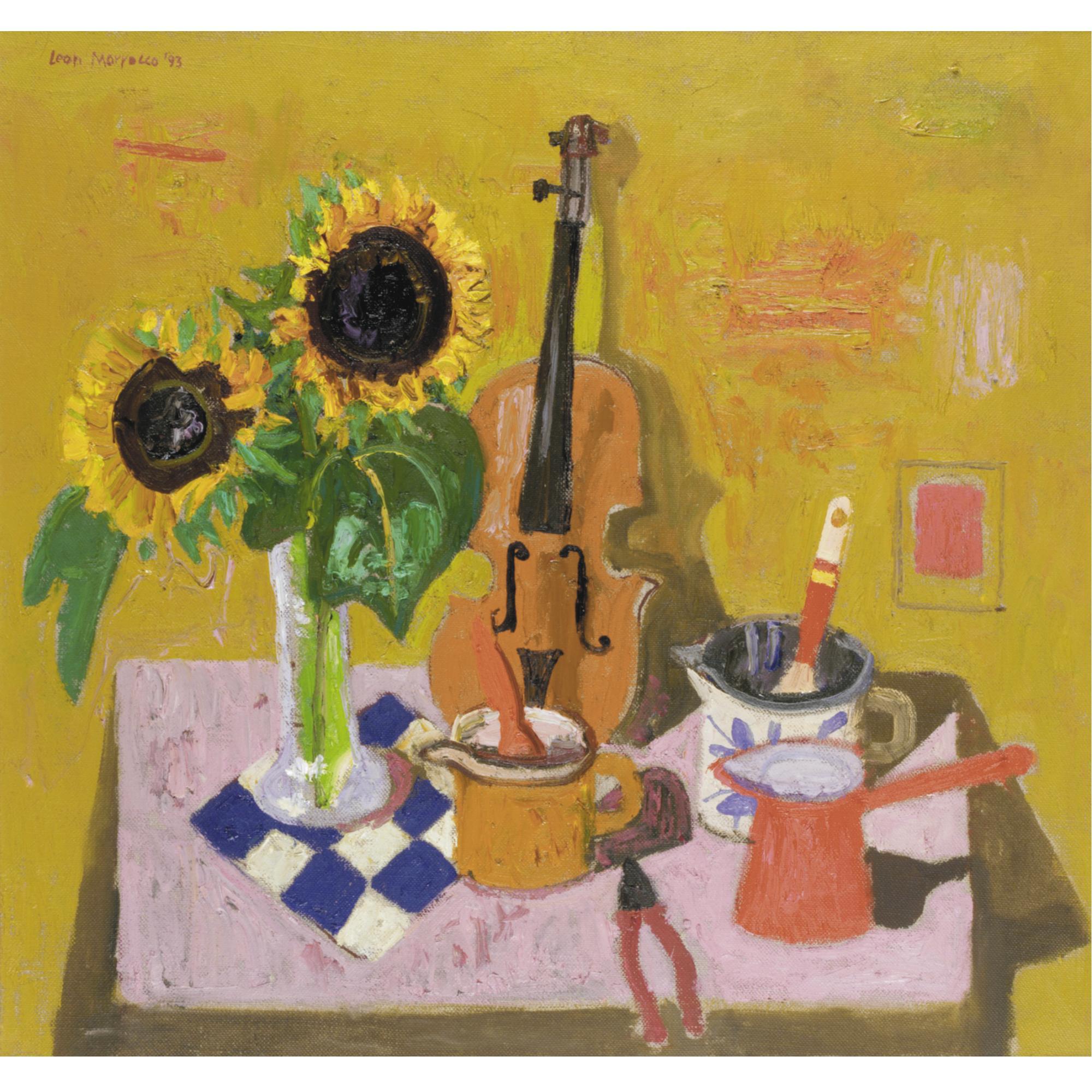 Leon Francesco Morrocco - Still Life With Sunflowers