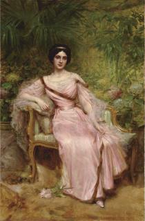 Léon François Comerre - Portrait of Suzanne Hudelo, née Armand, sitting in a Greenhouse