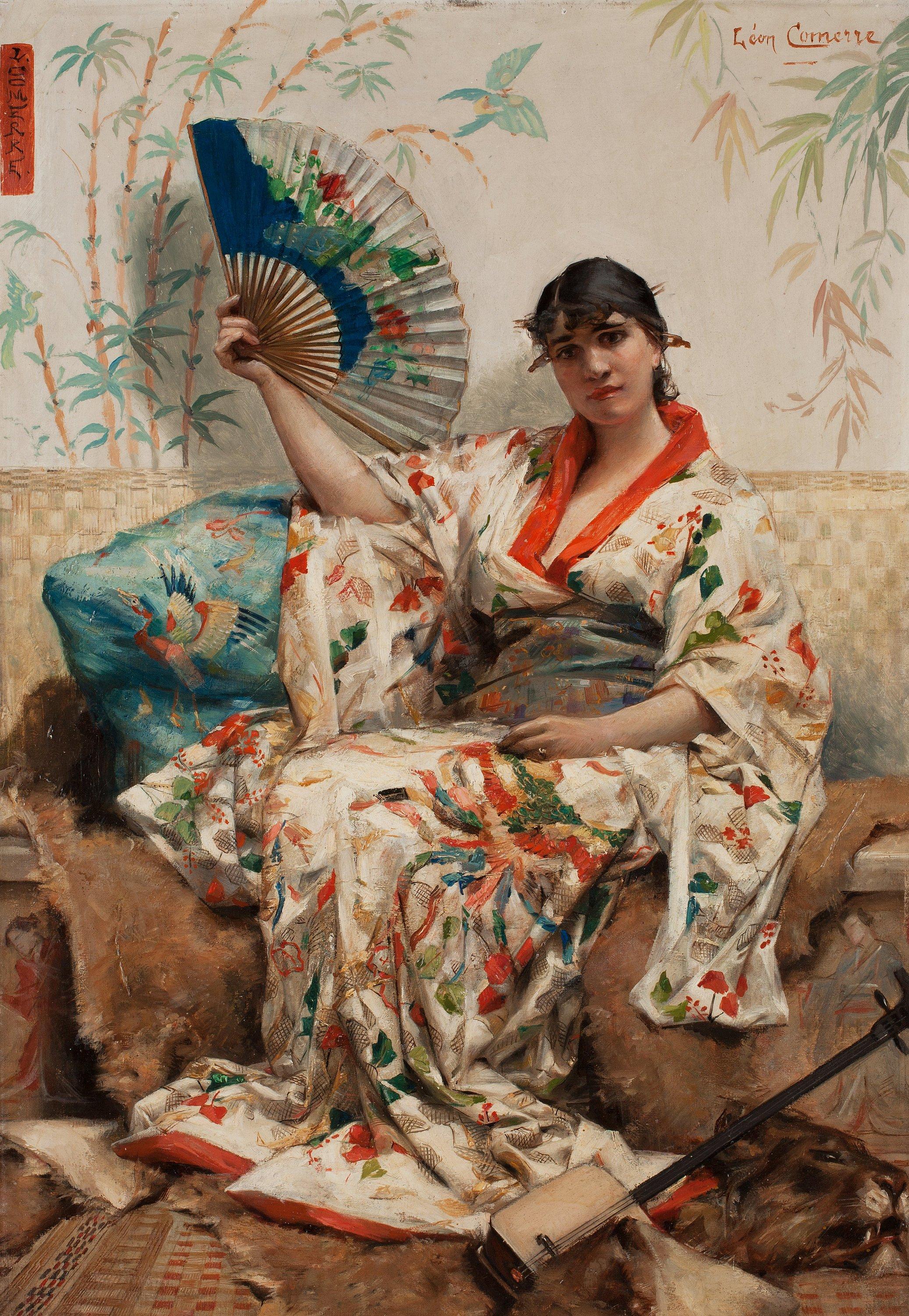 Léon Francois Comerre - Woman a la japonaise