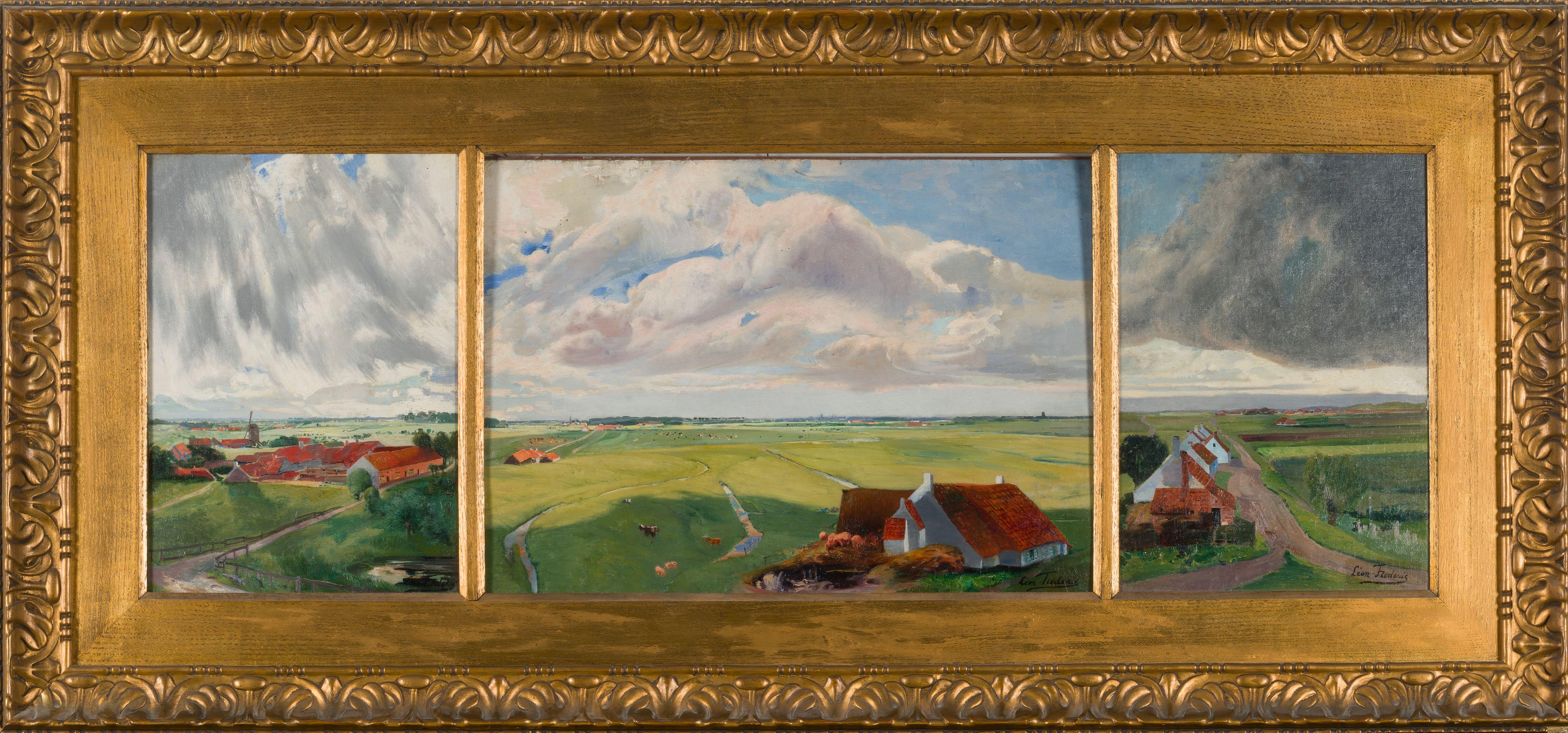 Leon Frederic - Paysage de Flandre (Triptyque)