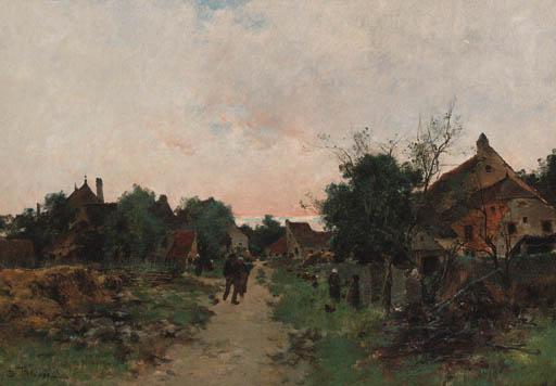 Leon Germain Pelouse - An evening stroll through farm buildings
