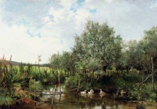 Leon Germain Pelouse - Ducks in a pond