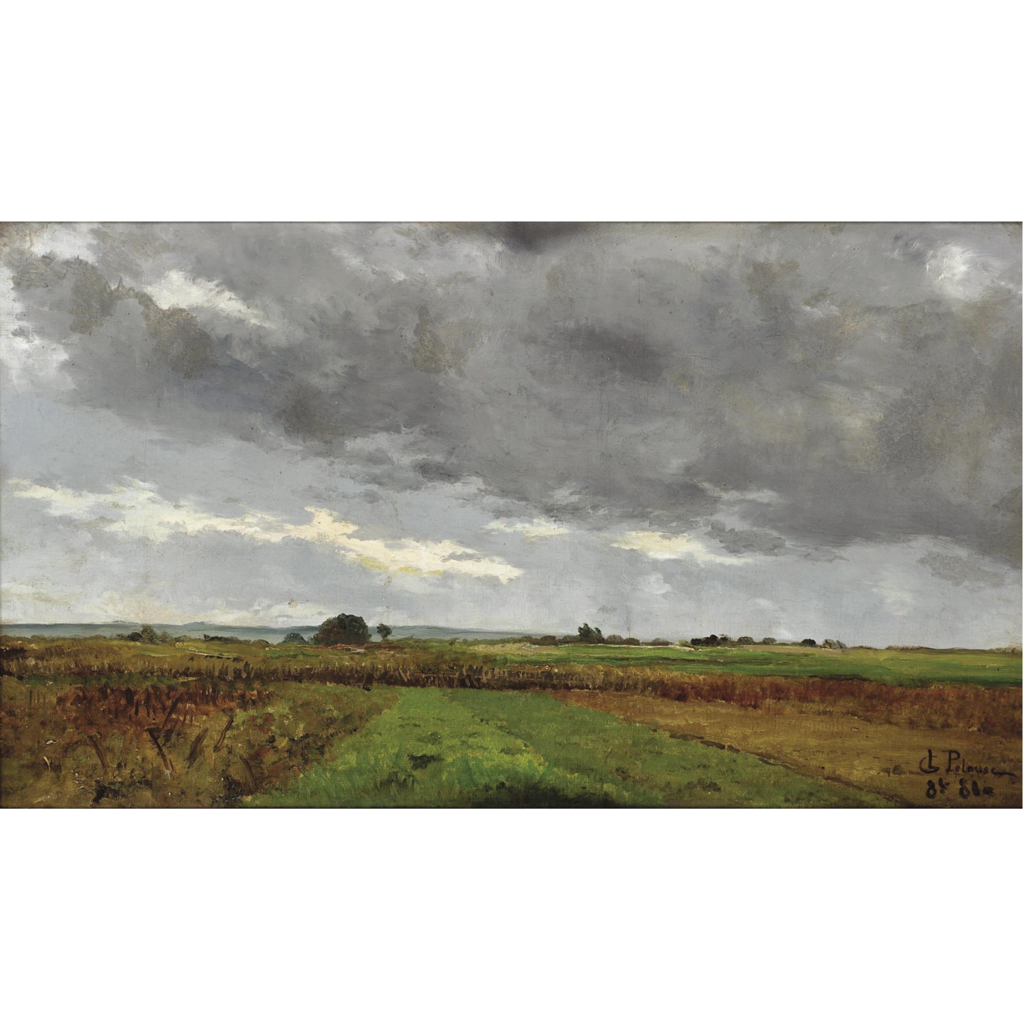 Léon-Germain Pelouse - Landscape With Storm Clouds
