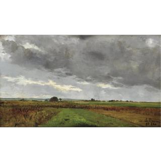 Léon-Germain Pelouse - Landscape With Storm Clouds