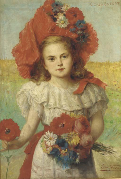 Léon Herbo - Coquelicot: a young girl with poppies