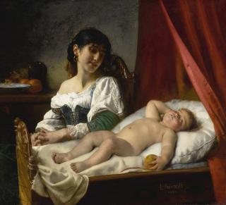 Léon-Jean-Basile Perrault - French sleep, Baby, Sleep