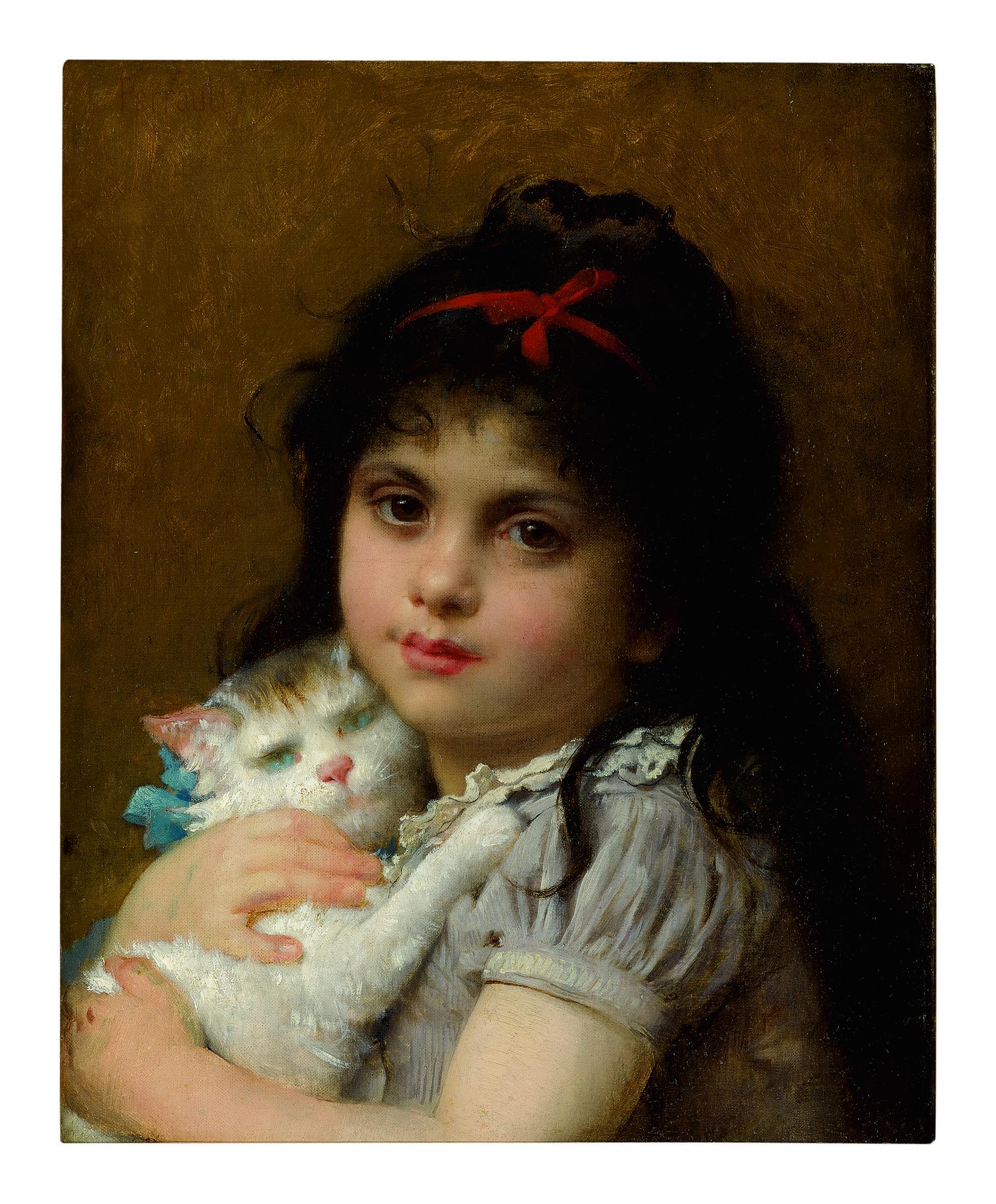 Léon-Jean-Basile Perrault - Girl With A Kitten
