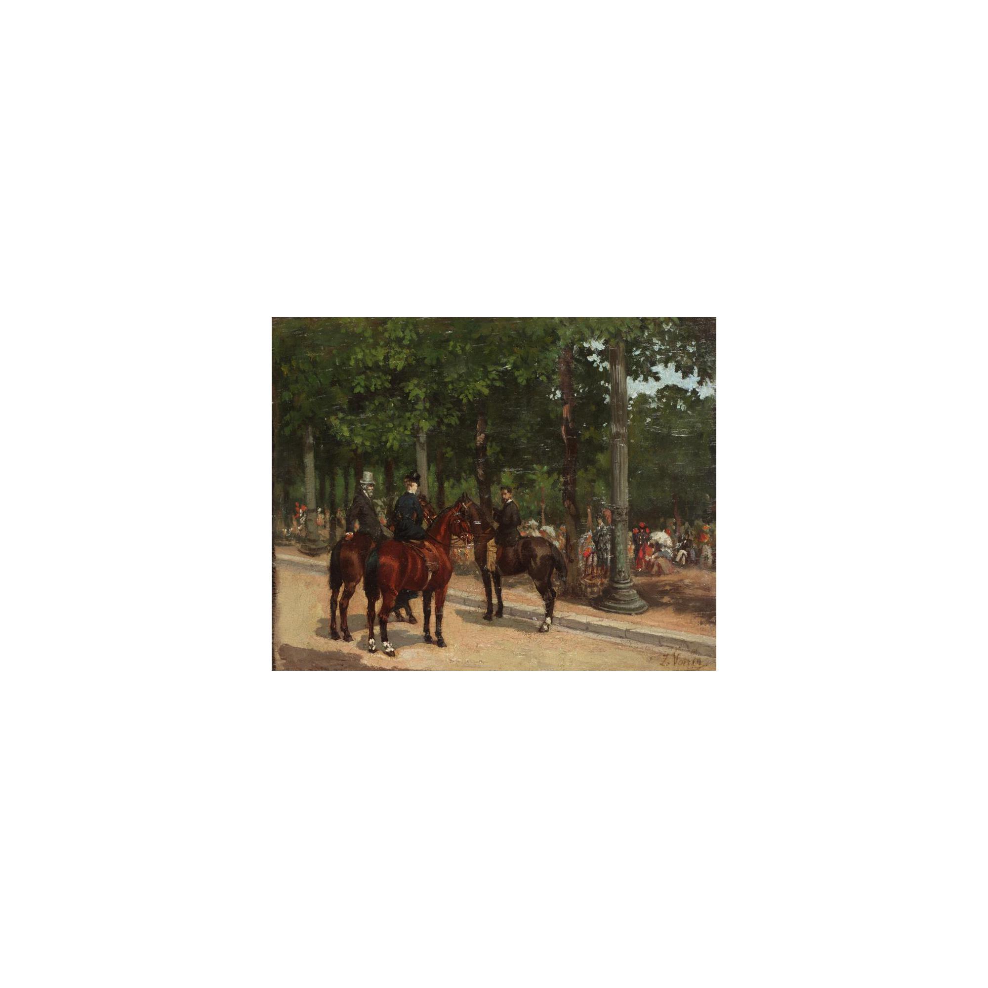 Léon Joseph Voirin - Figures On Horseback In A Park