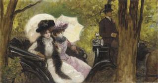 Léon Joseph Voirin - Promenade En Calèche Sur Les Grands Boulevards