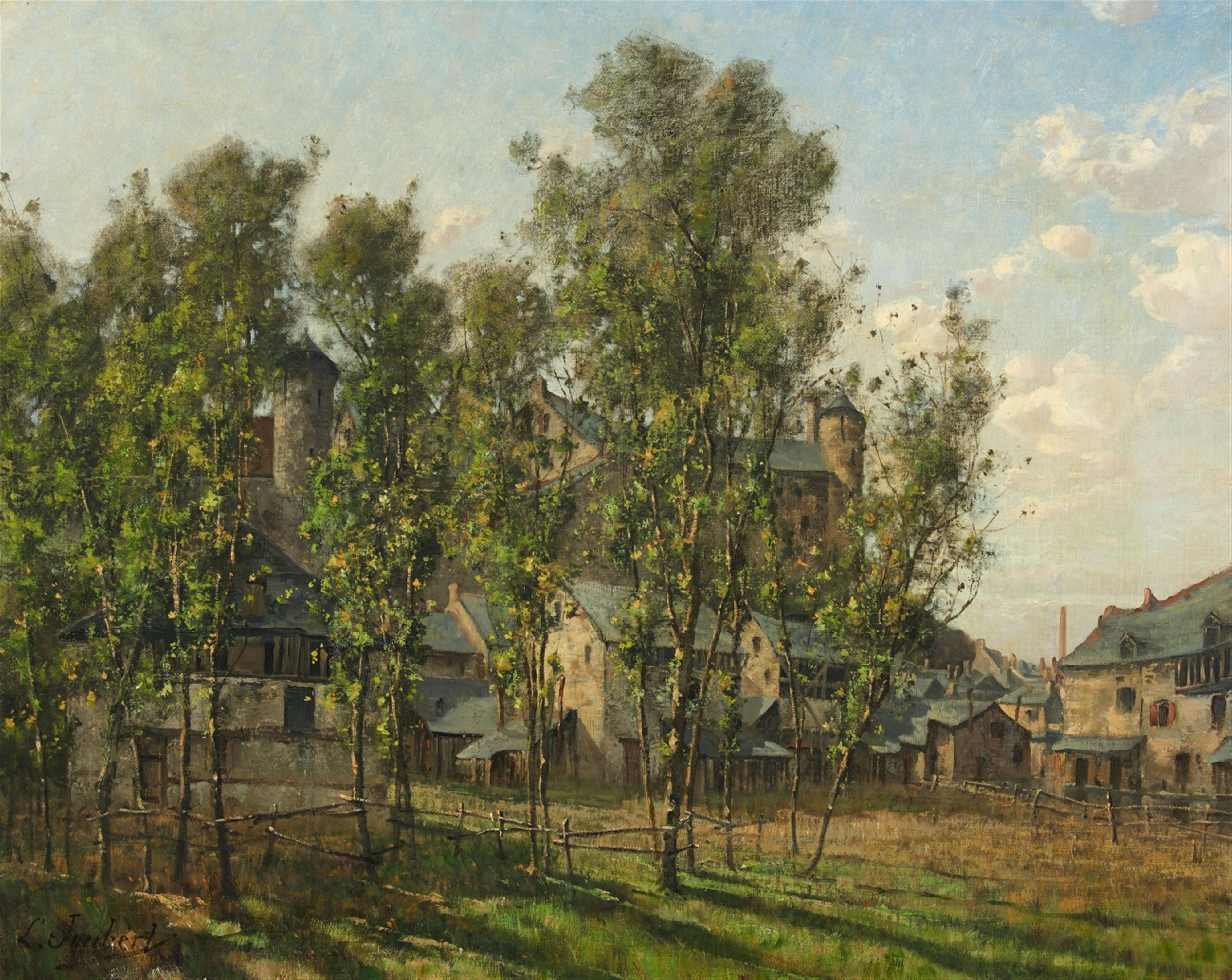 Léon Joubert - Landschaft mit Blick auf eine Burg und eine Stadt