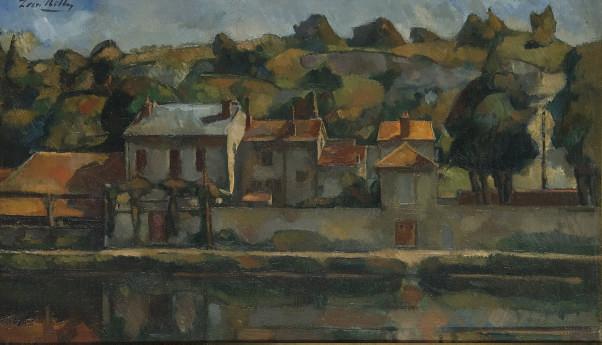 Leon Kelly - Maisons au bord d\'une rivière