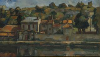 Leon Kelly - Maisons au bord d\'une rivière