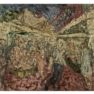 Leon Kossoff - Flower And Fruit Stalls, Stormy Day, Embankment