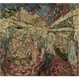 Leon Kossoff - Flower And Fruit Stalls, Stormy Day, Embankment