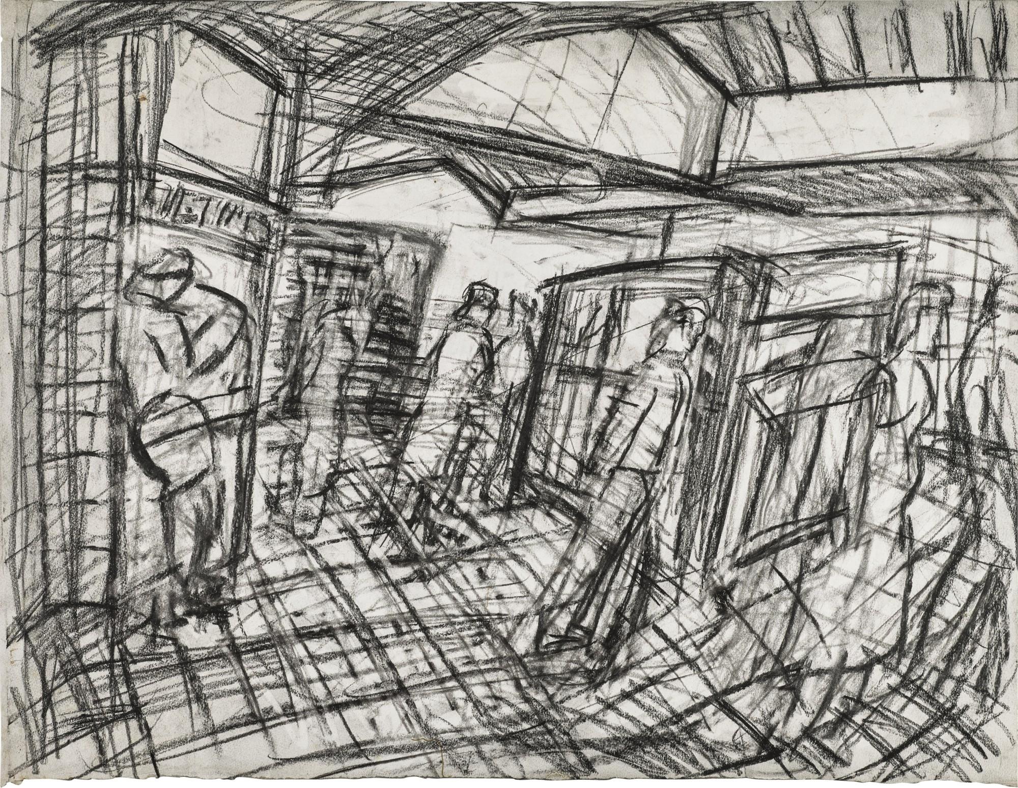 Leon Kossoff - Inside Kilburn Underground Booking Hall Summer, 1