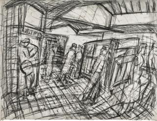 Leon Kossoff - Inside Kilburn Underground Booking Hall Summer, 1