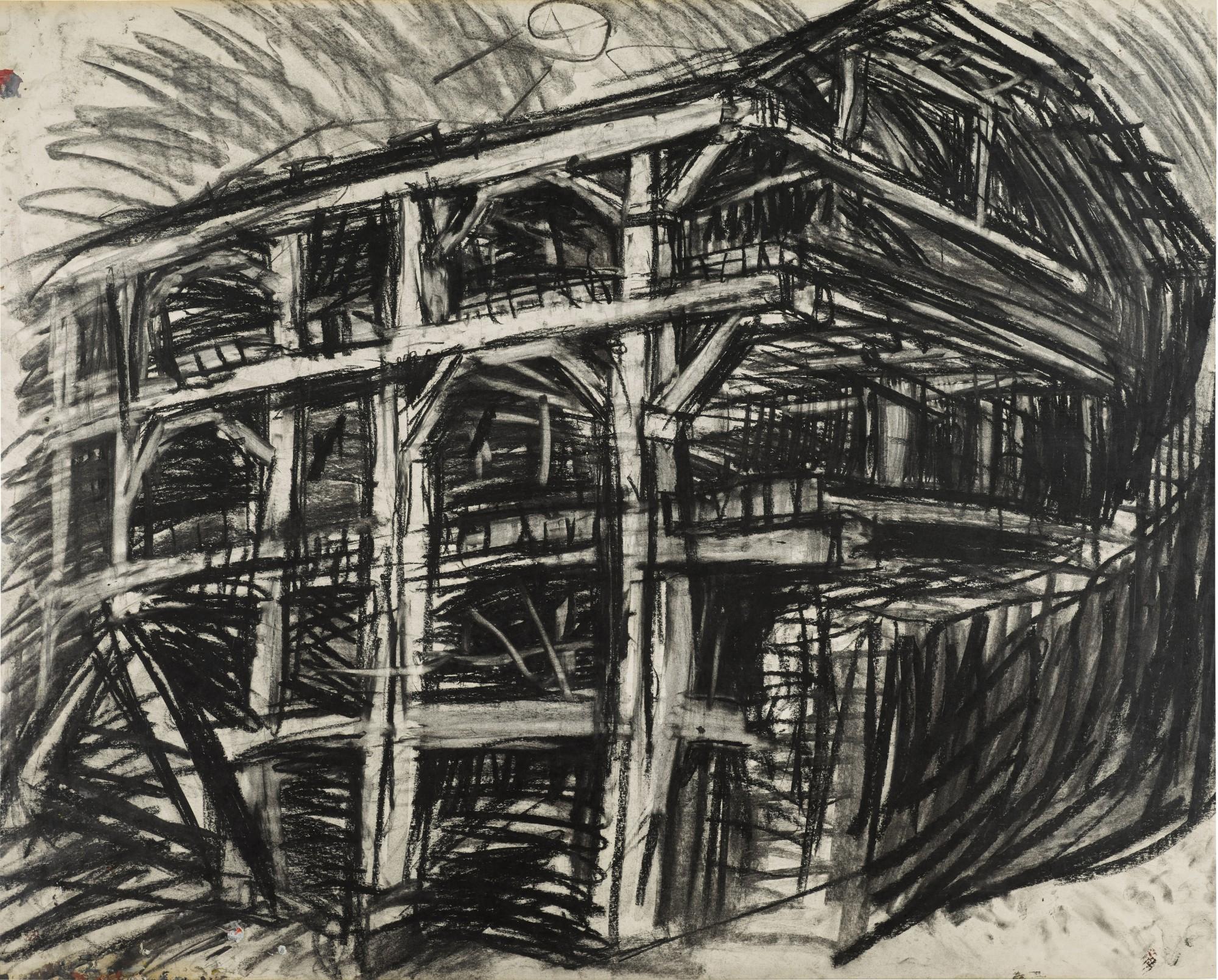 Leon Kossoff - Partly Demolished Warehouse, St. Katharine Dock, London, Spring 1973