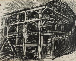 Leon Kossoff - Partly Demolished Warehouse, St. Katharine Dock, London, Spring 1973