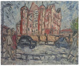 Leon Kossoff - Red Brick School Building, Willesden, Spring
