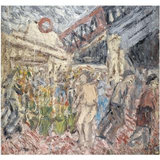 Leon Kossoff - The Flower Stall, Embankment Station, Spring