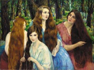Leon Kroll - Four Girls Combing Their Hair
