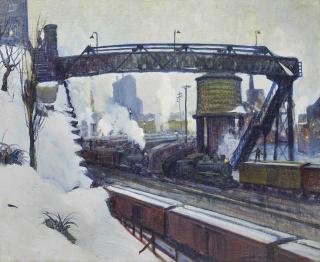 Leon Kroll - Railroad Bridge, Hudson River