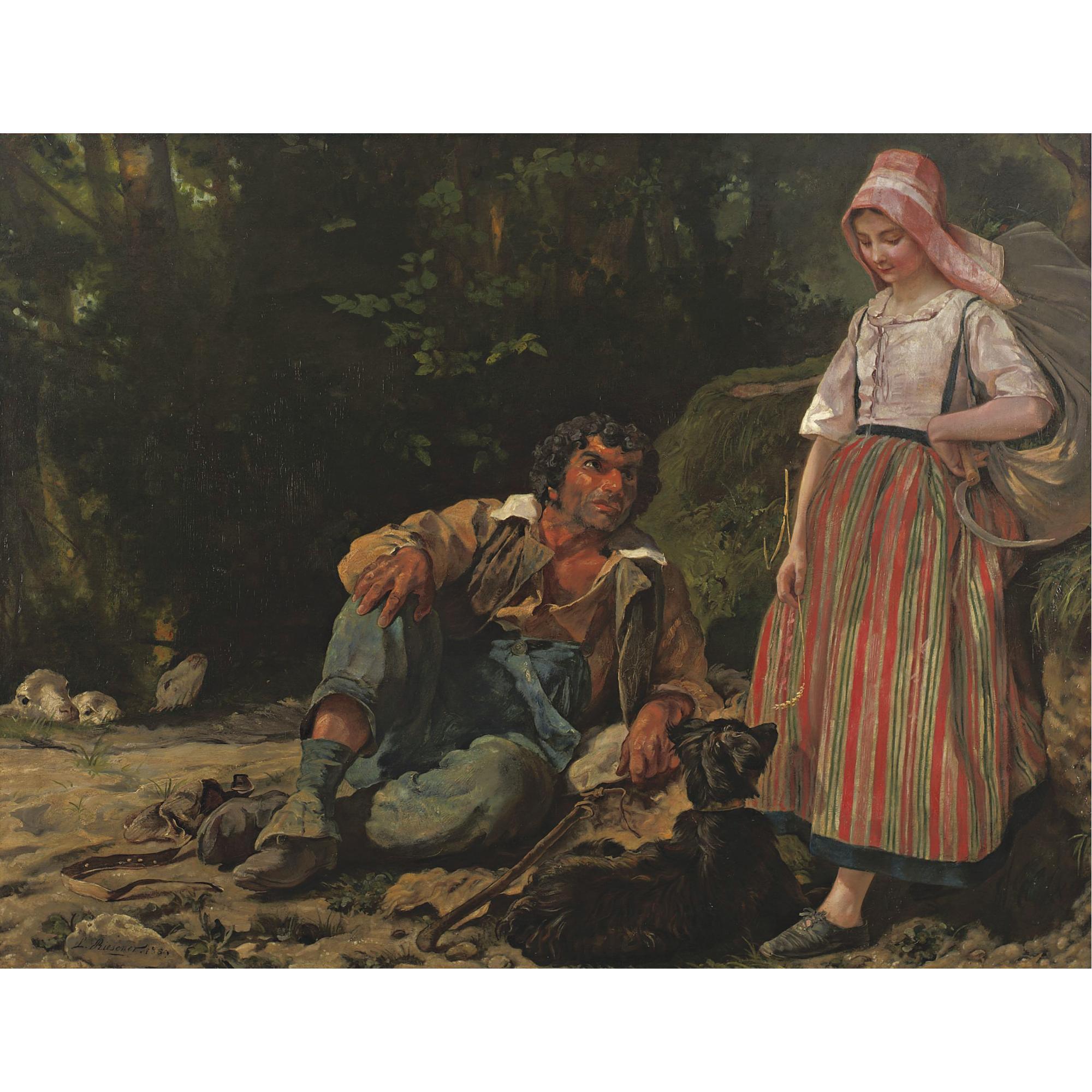 Léon-Louis-Antoine Riesener - French The Shepherd And The Shepherdess