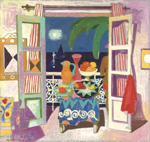 Leon Morrocco, A.R.S.A. - The balcony at night