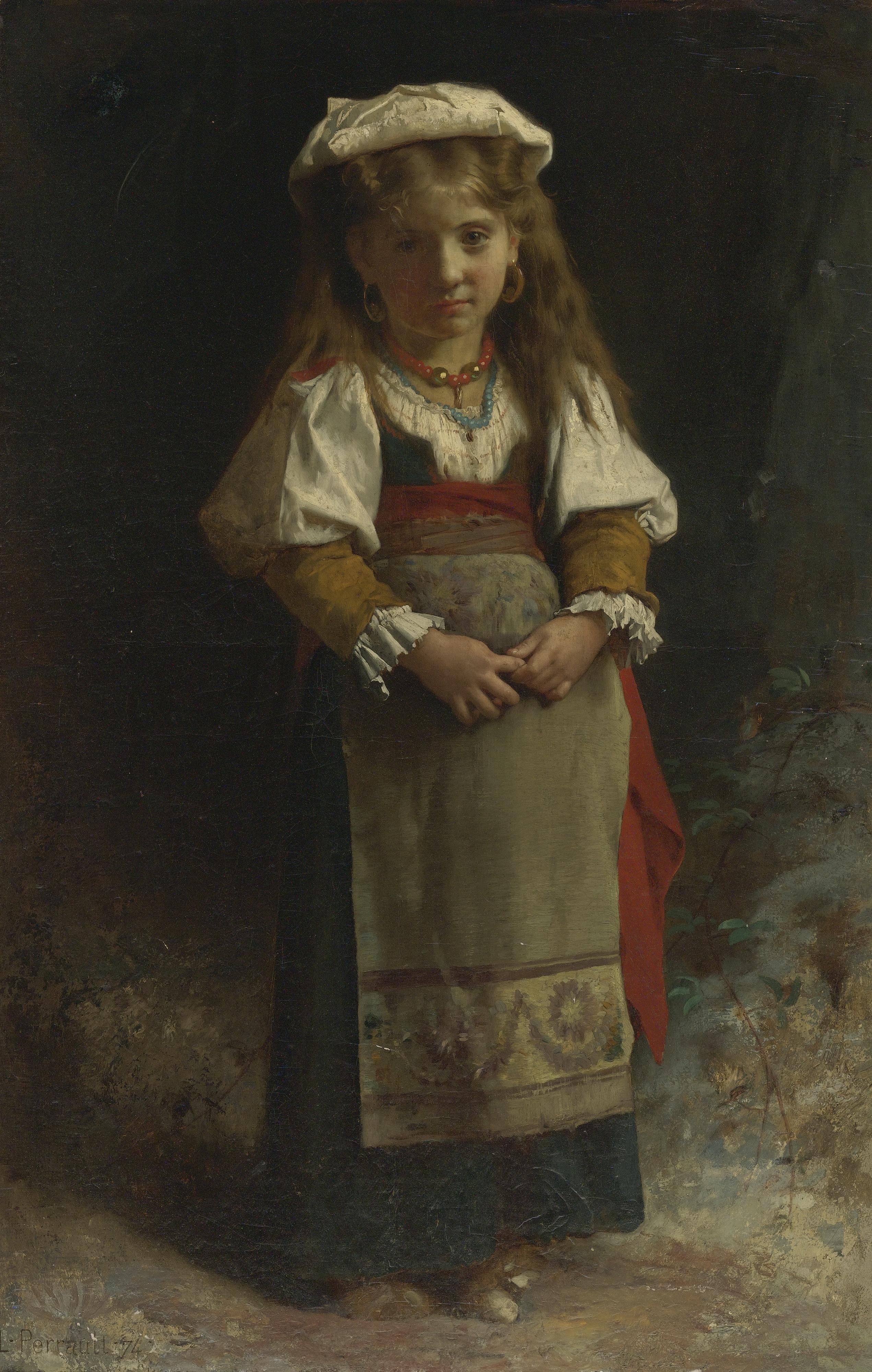 Léon Perrault - Frenchportrait Of A Young Girl