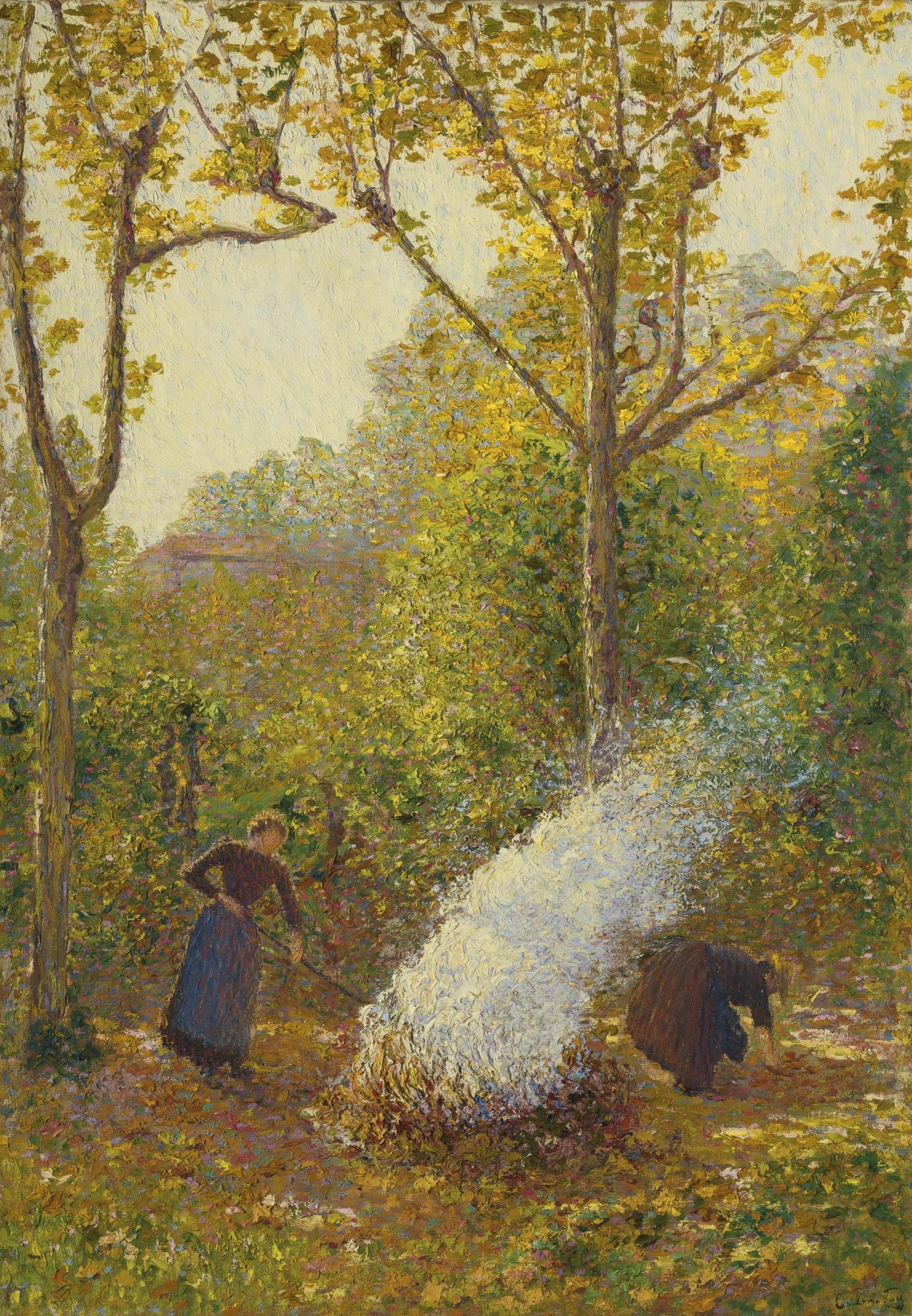 Léon Pourtau - Paysannes Alimentant Le Feu