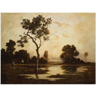 Léon Richet - French Paysanne Au Bord De L\'Eau