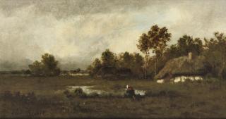 Léon Richet - Near Barbizon: by a farm