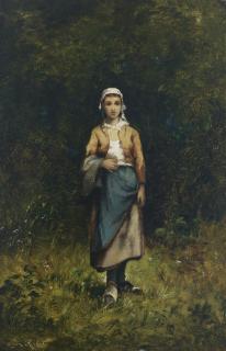 Léon Richet - Paysanne dans un bois