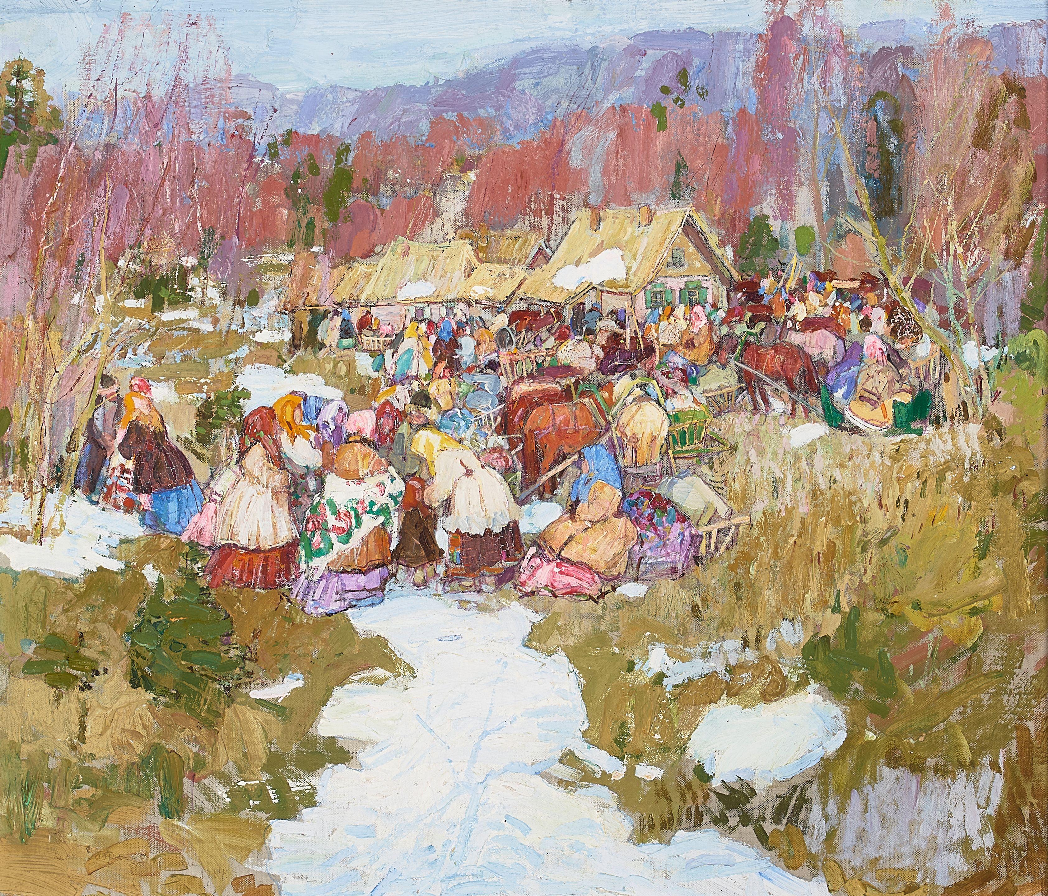 Leon Schulman Gaspard - Forest Marketplace 16 3/4 x 19 3/4 in. framed 24 1/4 x 27 1/4 in.