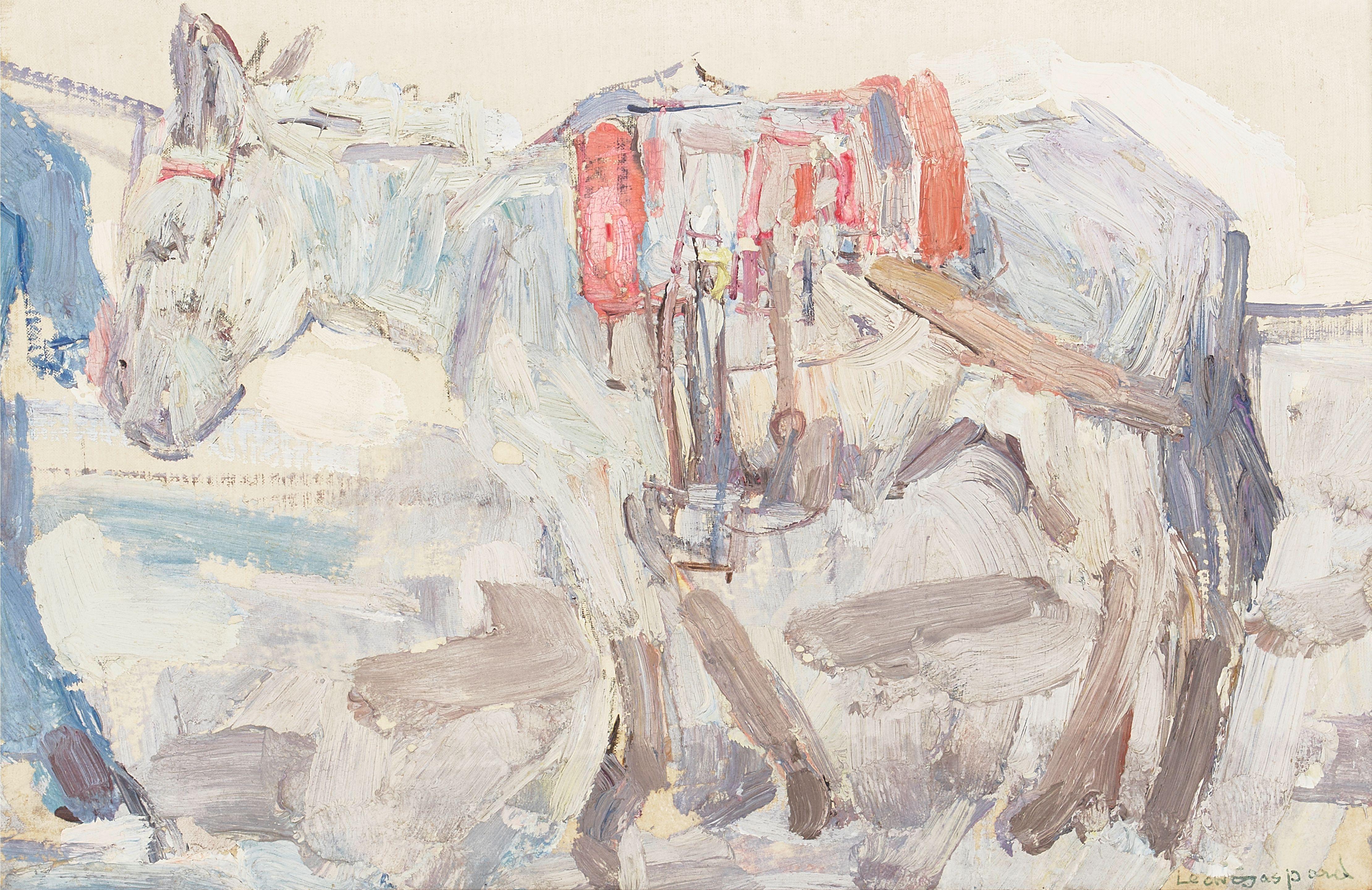 Leon Schulman Gaspard - Gray Saddled Burro, New Mexico 6 1/4 x 9 1/4 in. framed 7 1/2 x 10 3/4 in.