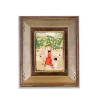 Leon Schulman Gaspard - Mother and Child 5 3/4 x 4 1/4 in. framed 10 1/2 x 9 in.
