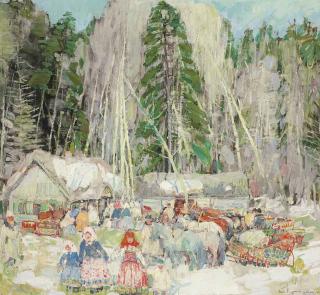 Leon Shulman Gaspard - Peasant Gathering--Siberia
